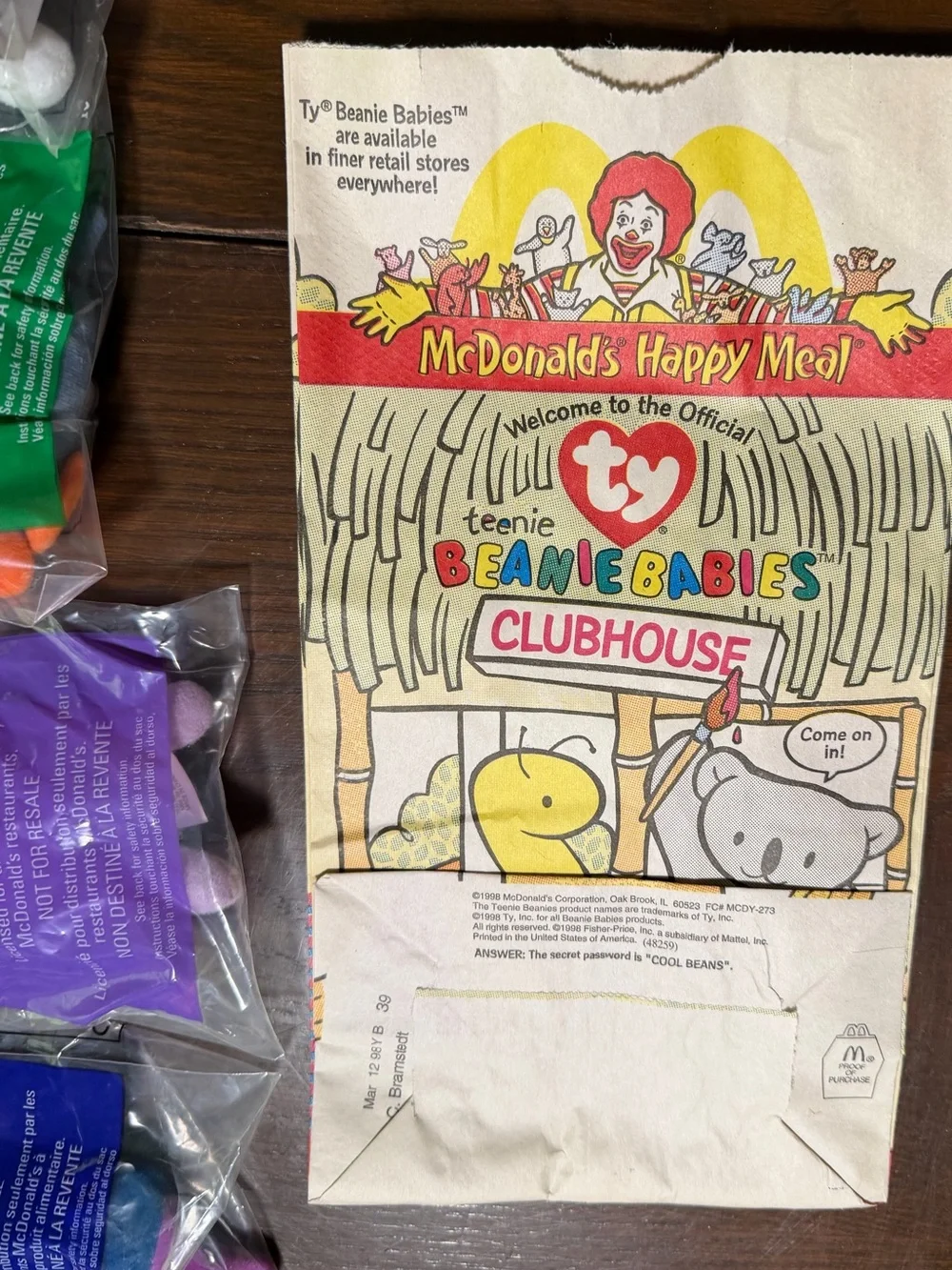 Bundle of 1-12 Unopened 1998 TY Teenie Babies McDonald's - one happy meal bag